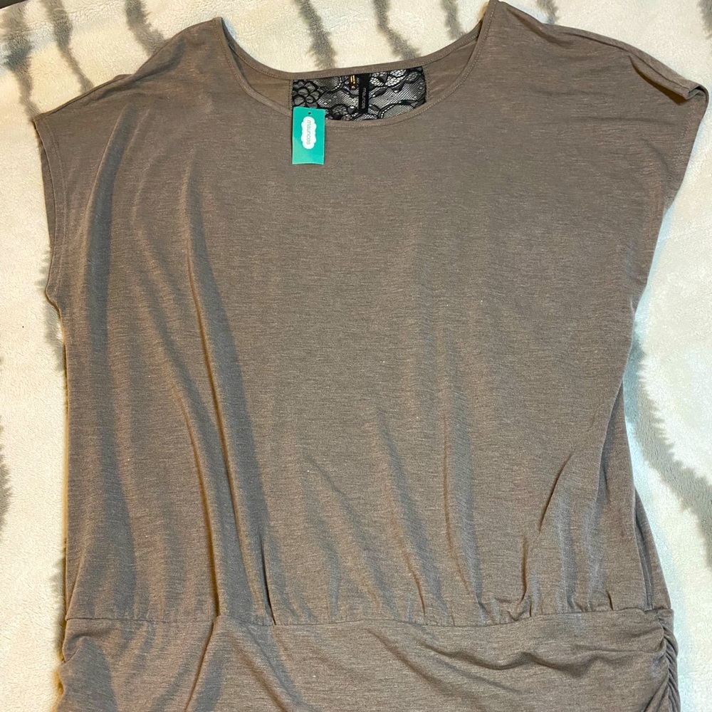 NWT Maurice’s light brown top with lace back XL